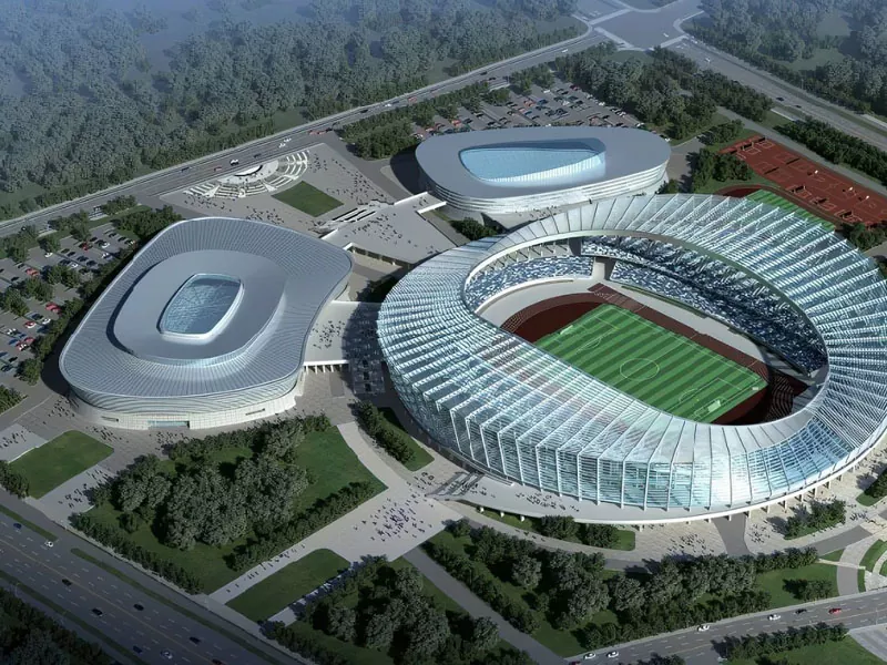 Oceľová štruktúra pre komplex športového centra